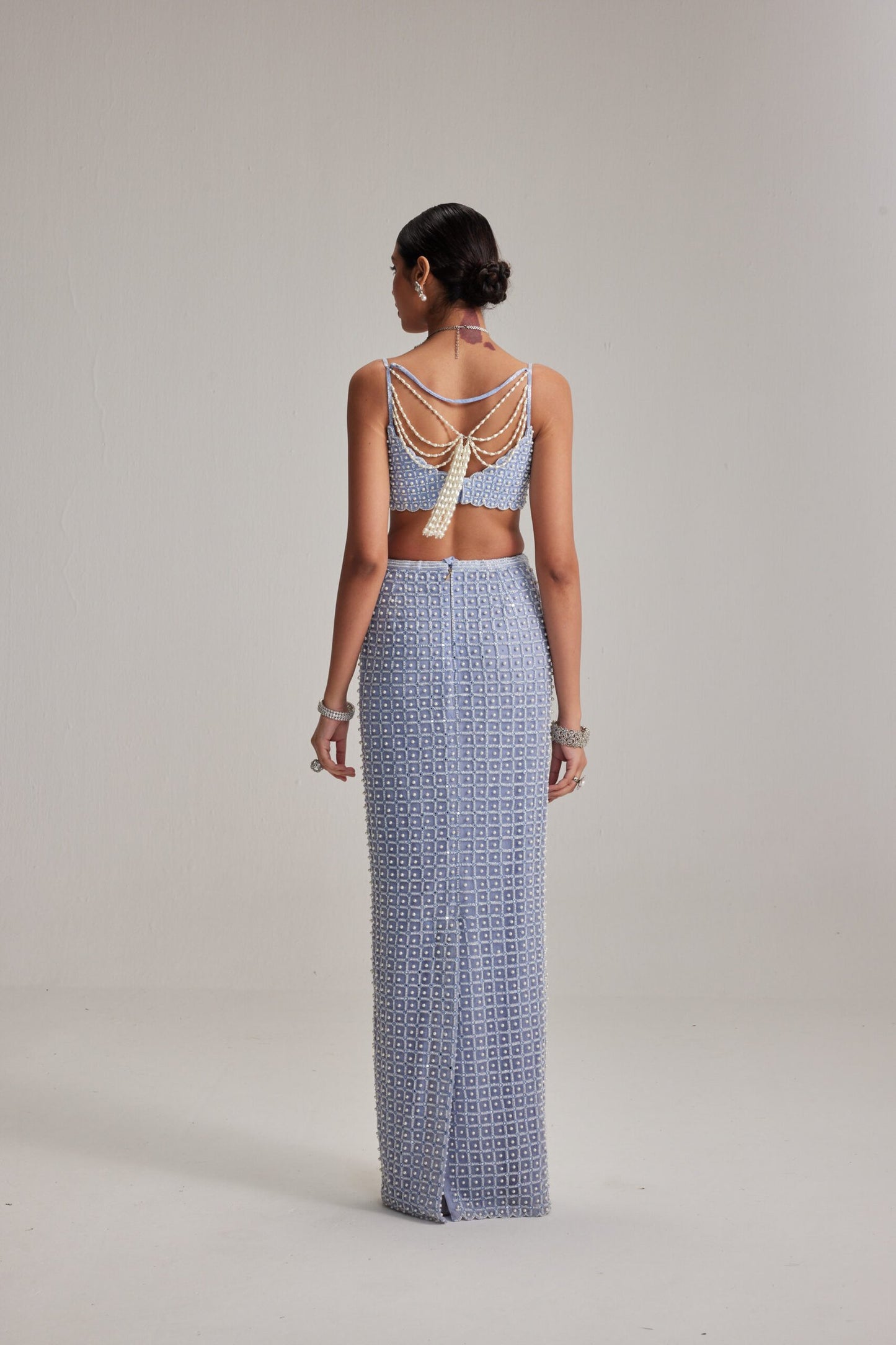 Dew Blue Pencil Skirt Set