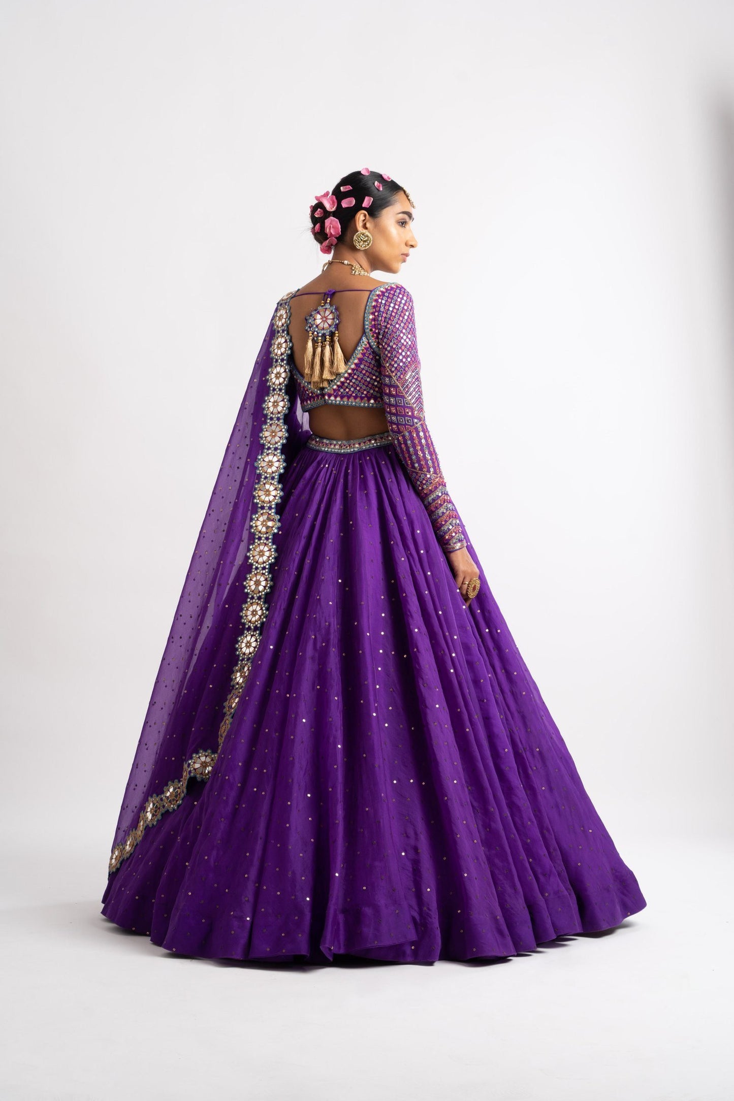 Purple Silk Organza Lehenga Set