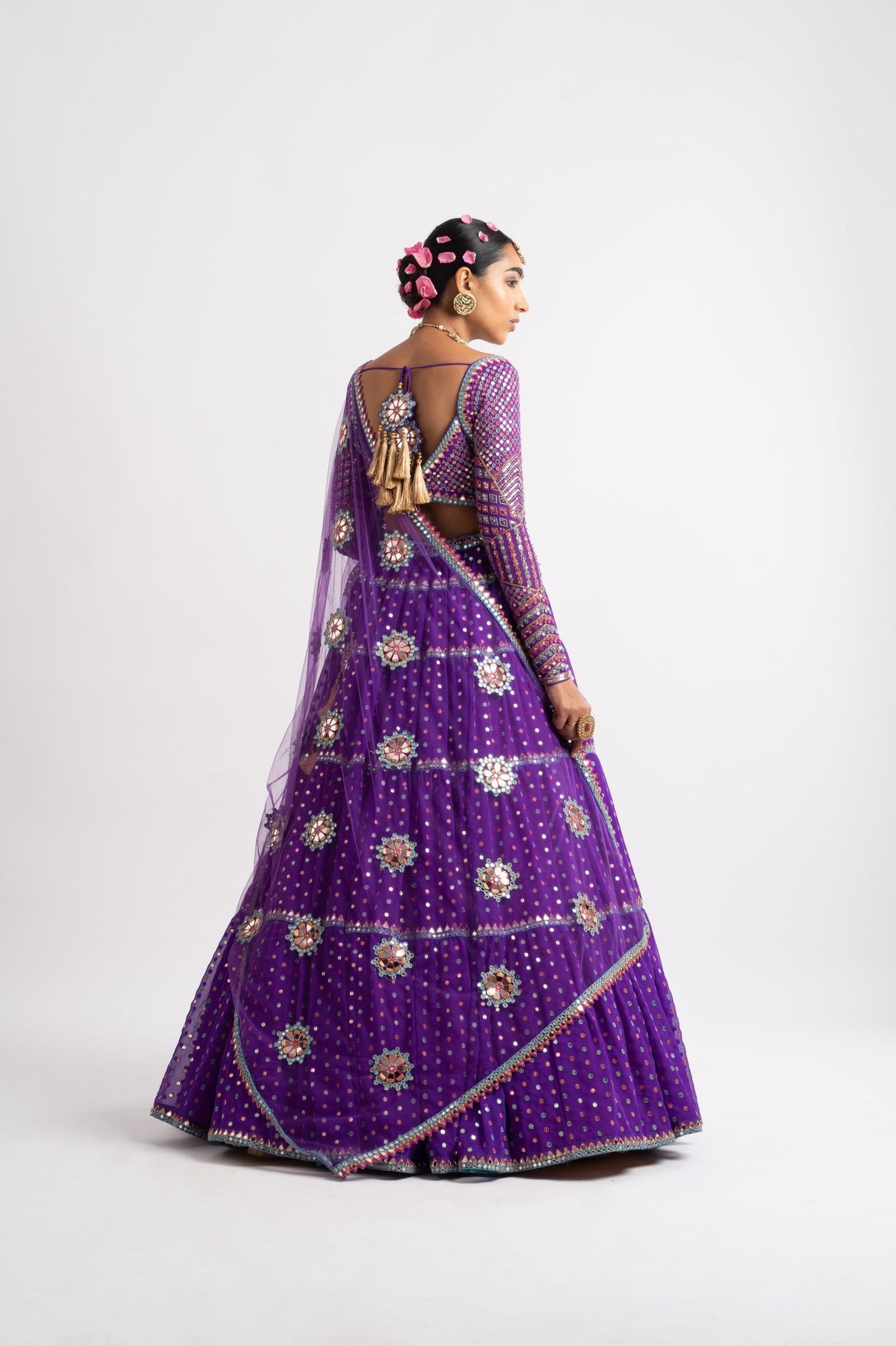Purple Multi Tier Multi Color Lehenga Set