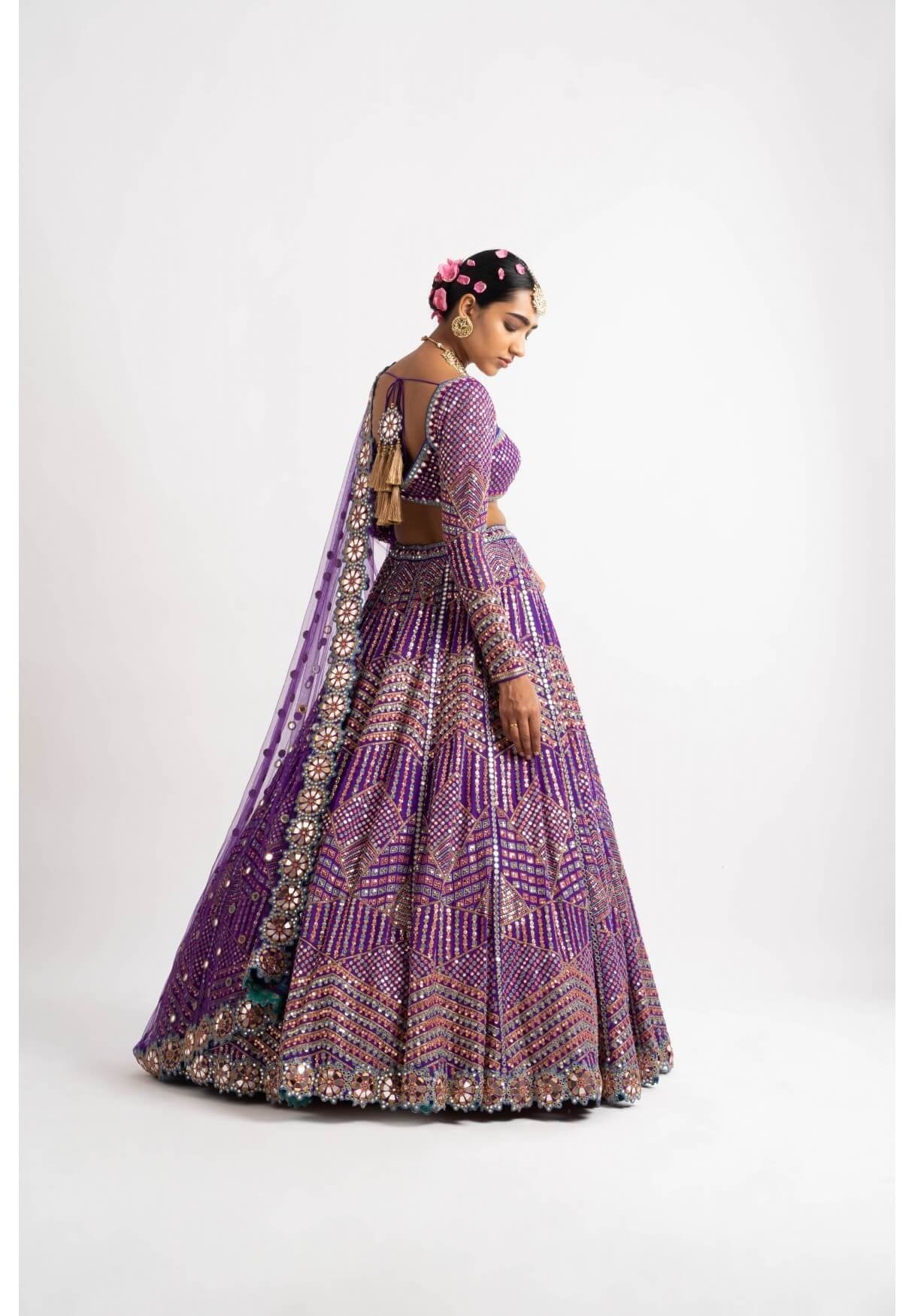 Purple Heavy Multi Color Lehenga Set