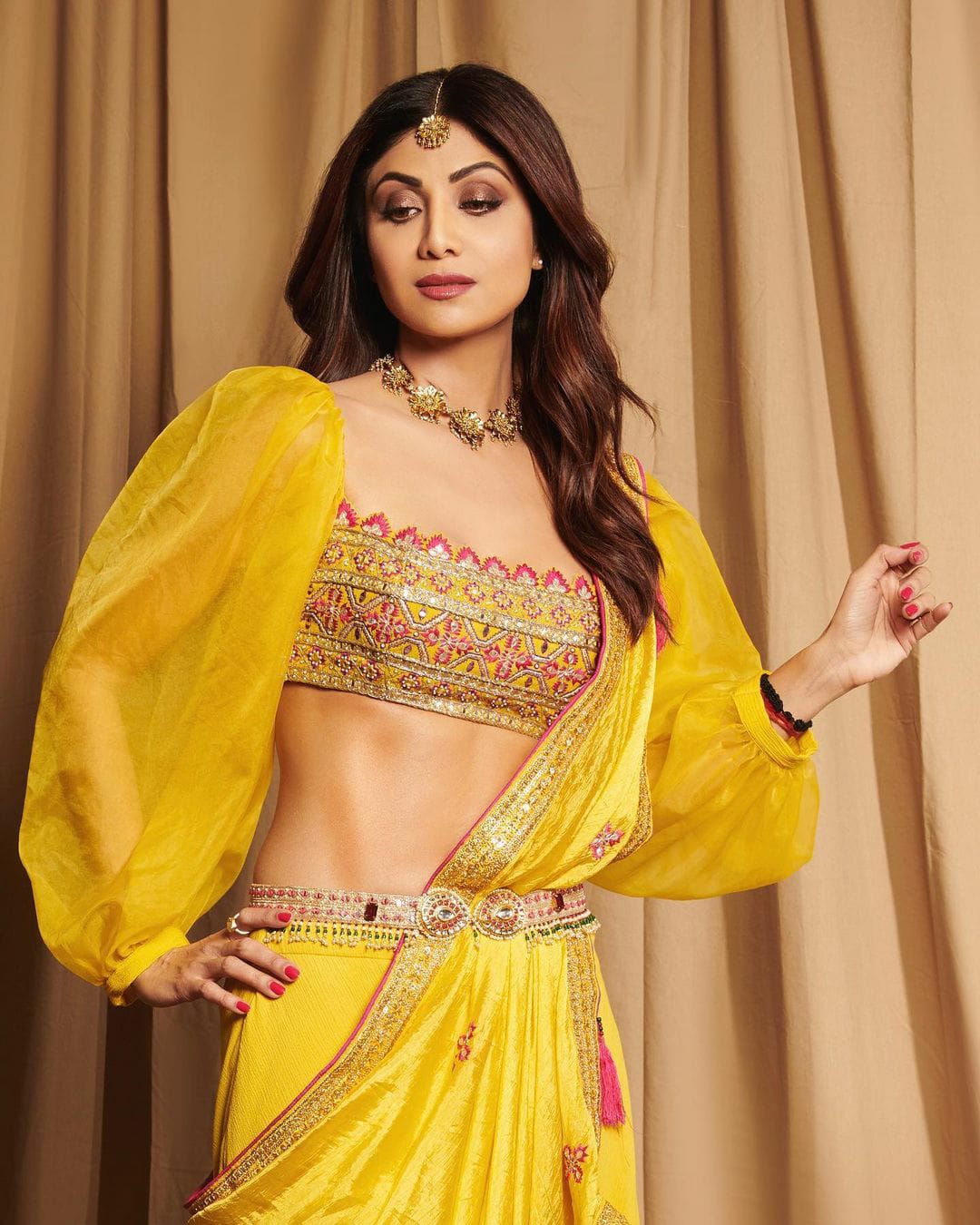 Women's Mustard Yellow Embroidered Sharara Set