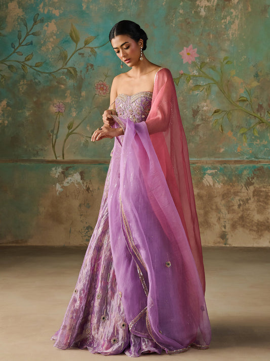 Lavender Éclat Tissue Lehenga Set