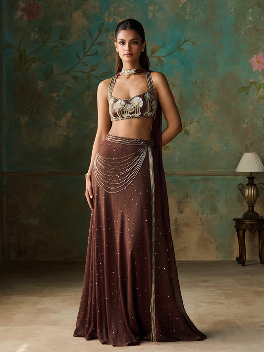 Avelia Mulberry Wine Skirt Set
