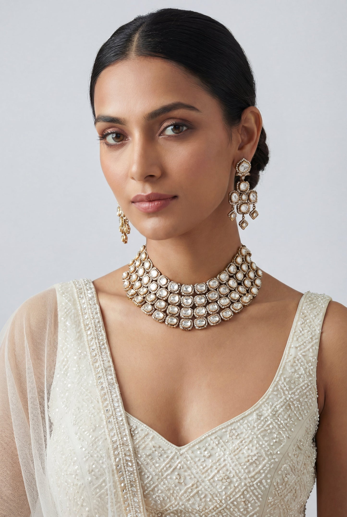 Mansi Two Tone Finish Polki Necklace Set