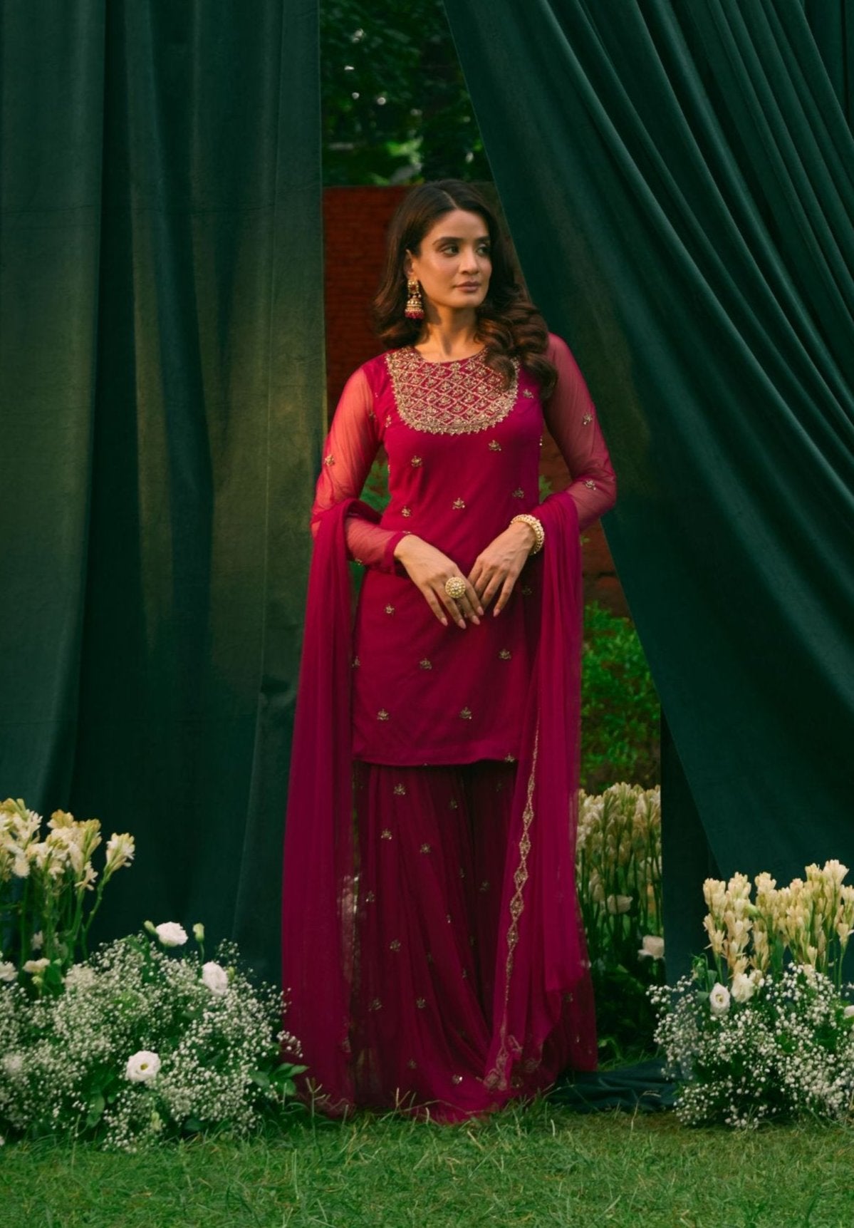 Pink Kurti and Sharara Set