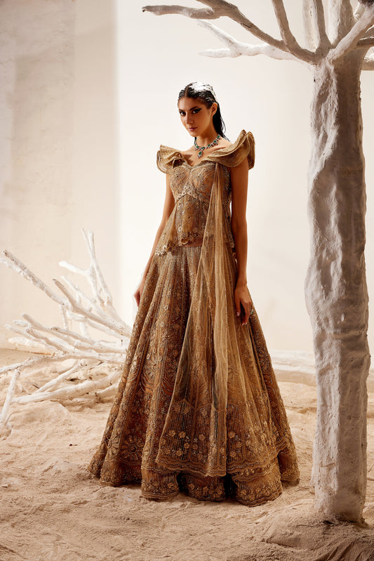 Metallic floral detail lehenga