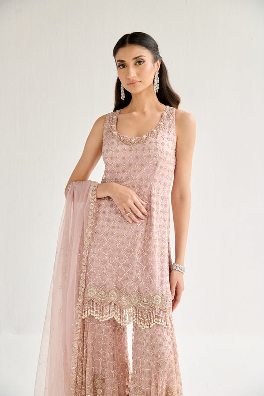 BLUSH PINK SHARARA SUIT