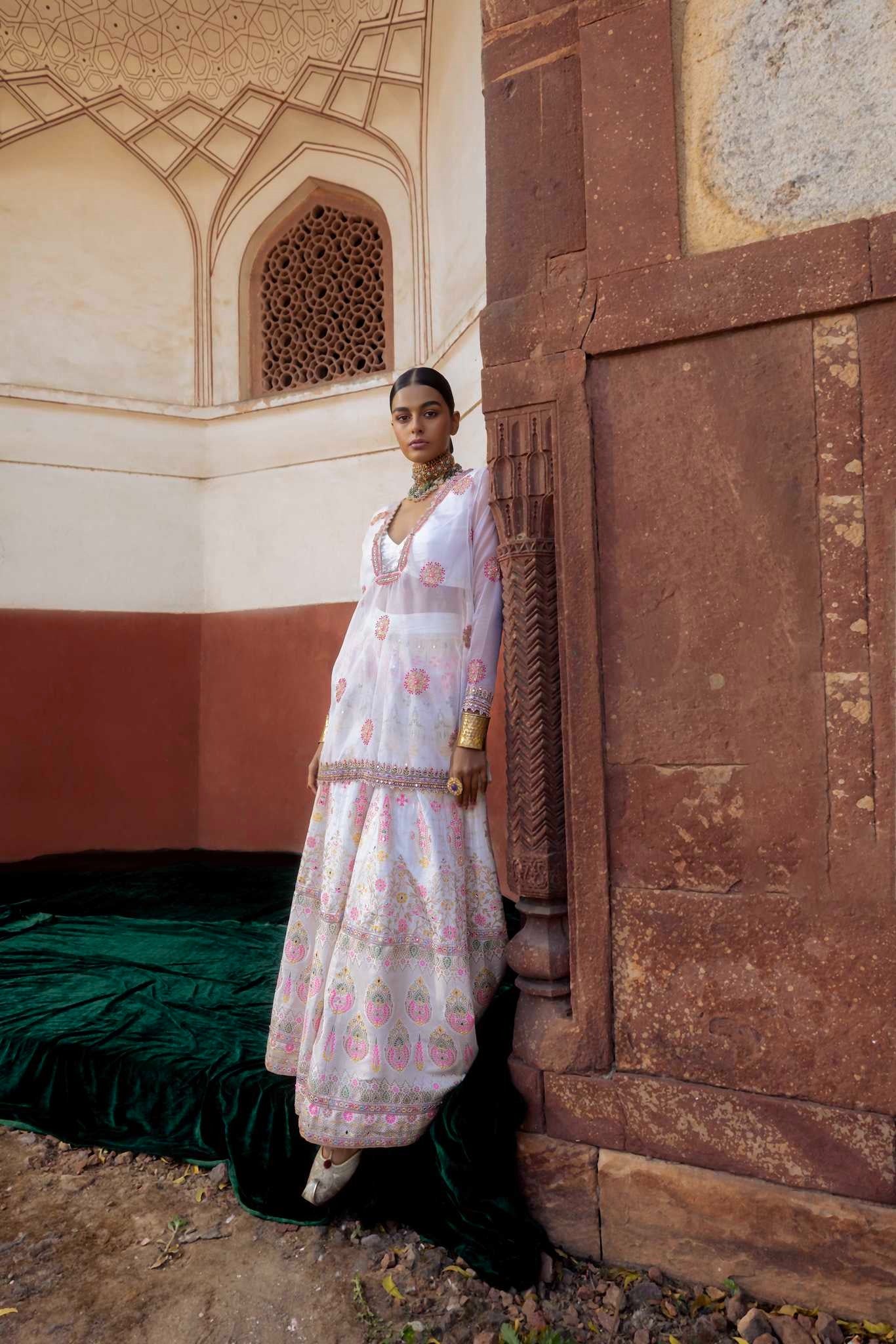 Women's Ivory Chanderi Banarasi Sharara Set