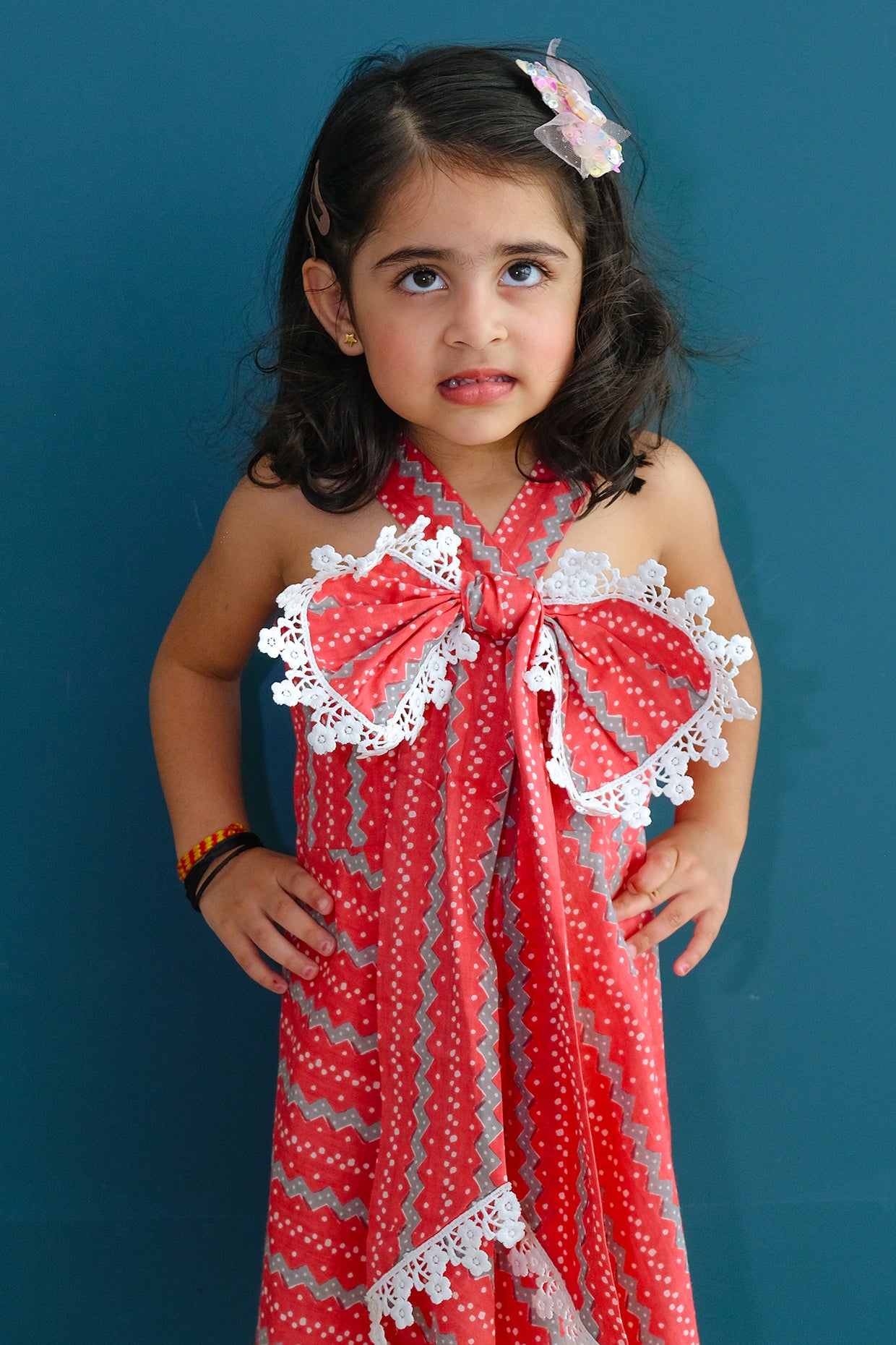 Red Cotton Printed Dress For Girls by Pankhuri by Priyanka - Kids at Pernia's Pop Up Shop