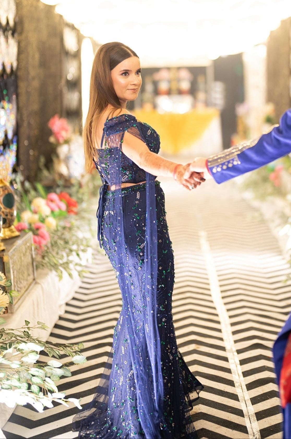 MIDNIGHT TURQUOISE MERMAID LEHENGA