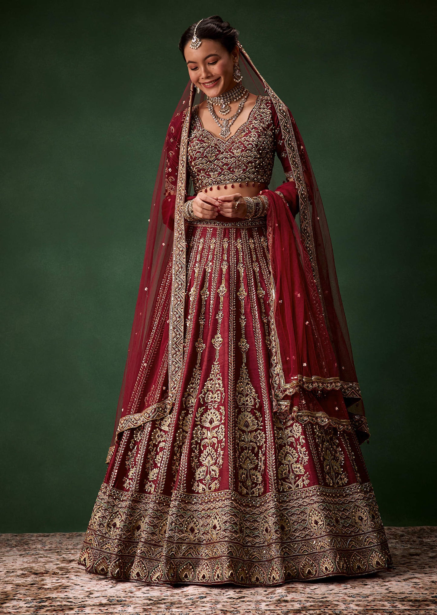 Embellished Bridal Lehenga Heavy Work Set With Two Dupattas