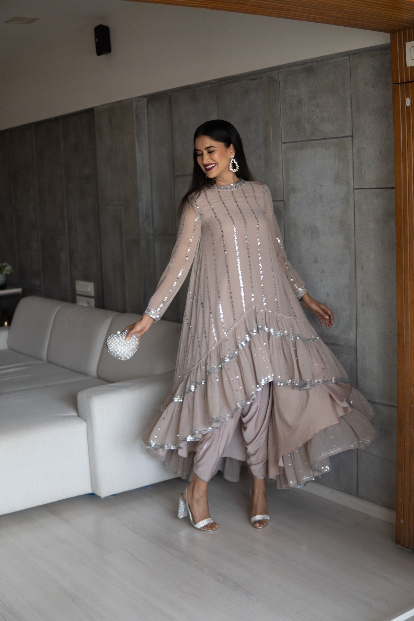 Ishya Beige High Low Kurta Set (ALISHA PEKHA )