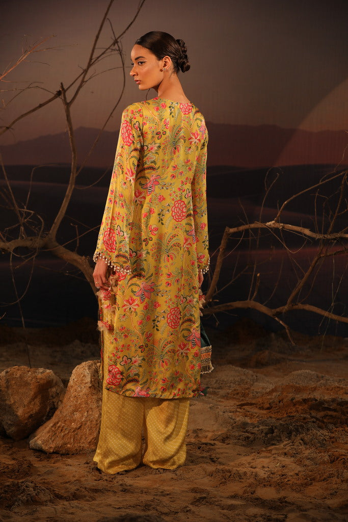 Buy Women's Mustard Floral Kurta Set backside