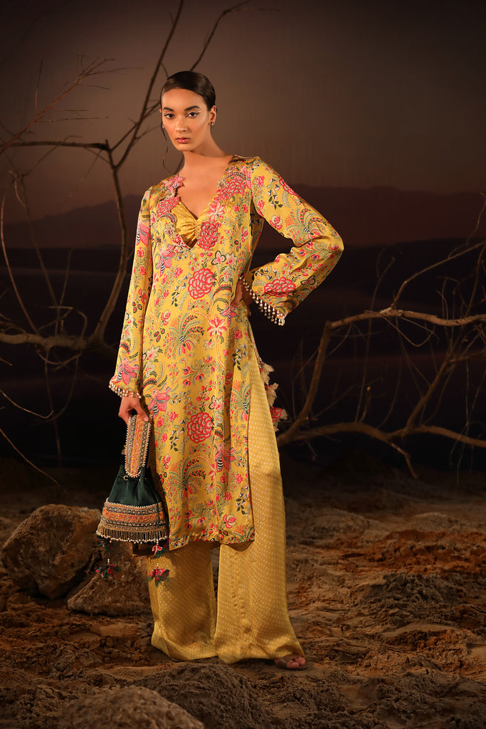 Buy Women's Mustard Floral Kurta Set