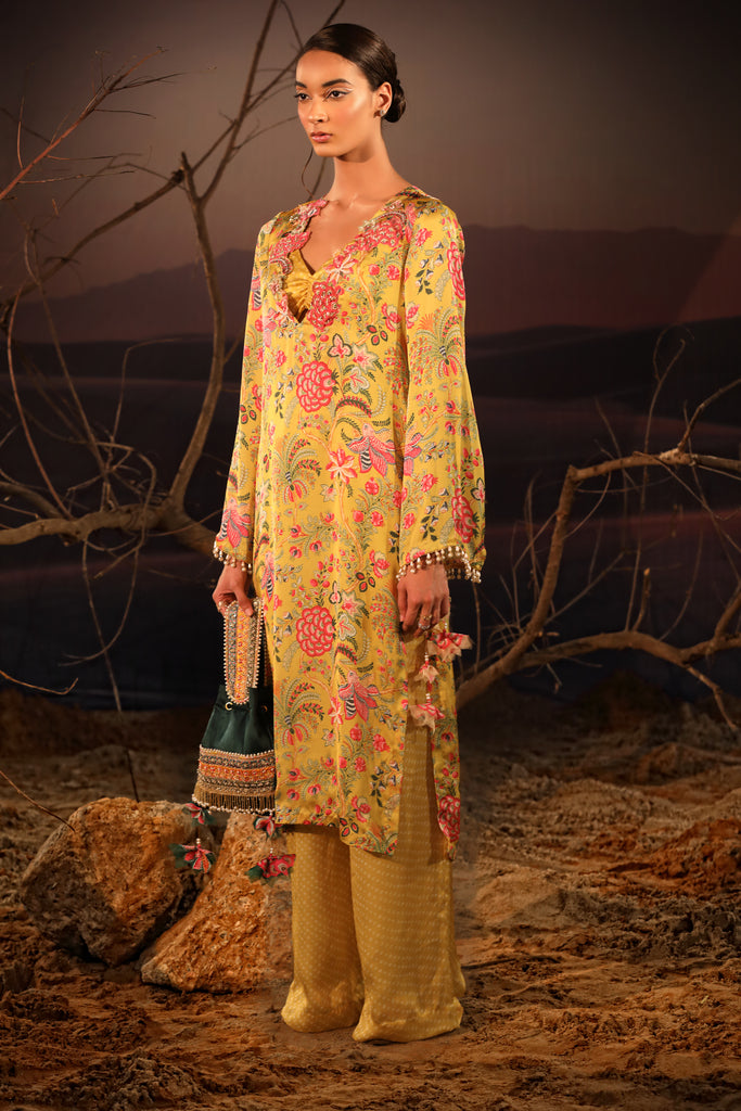 Buy Women's Mustard Floral Kurta Set