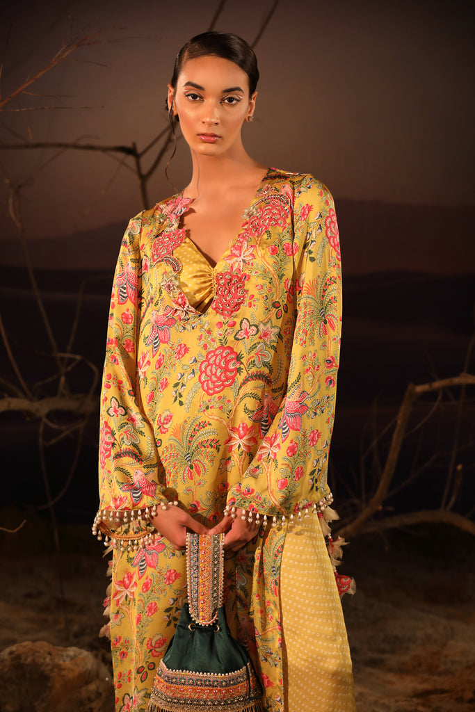 Buy Women's Mustard Floral Kurta Set