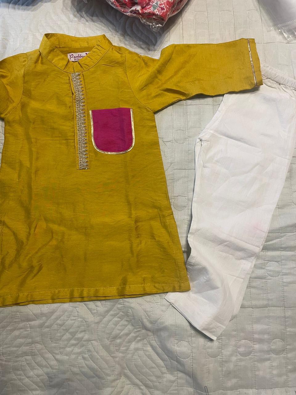 Musturd yellow kurta set - set of 2