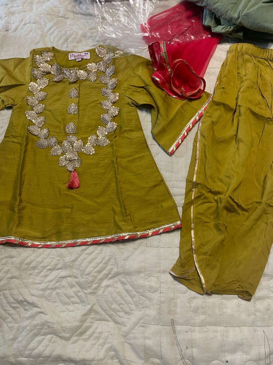 Golden yellow dhoti set - set of 3