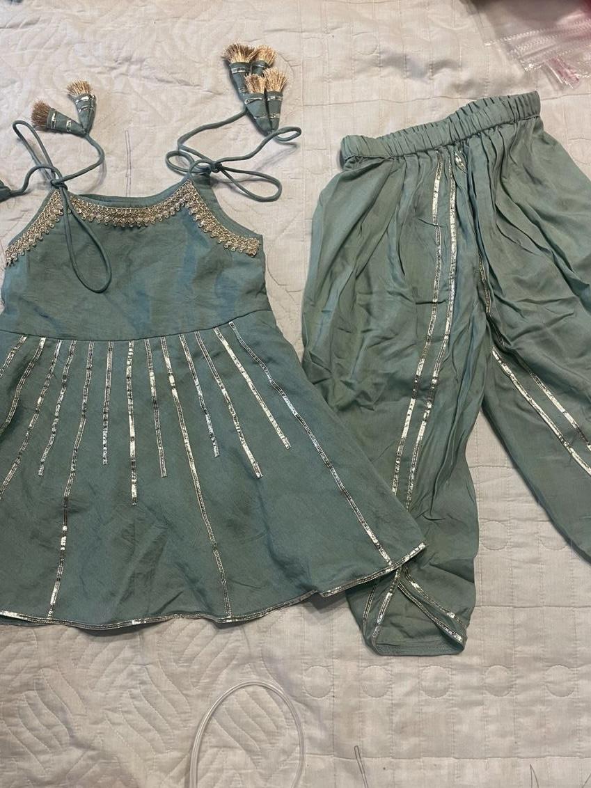 Sage green dhoti set - set of 2