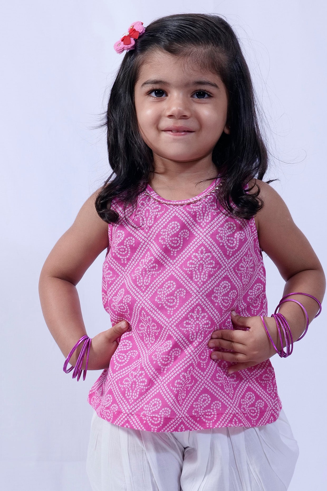 White Modal Cotton Dhoti Set For Girls by Pankhuri by Priyanka - Kids at Pernia's Pop Up Shop