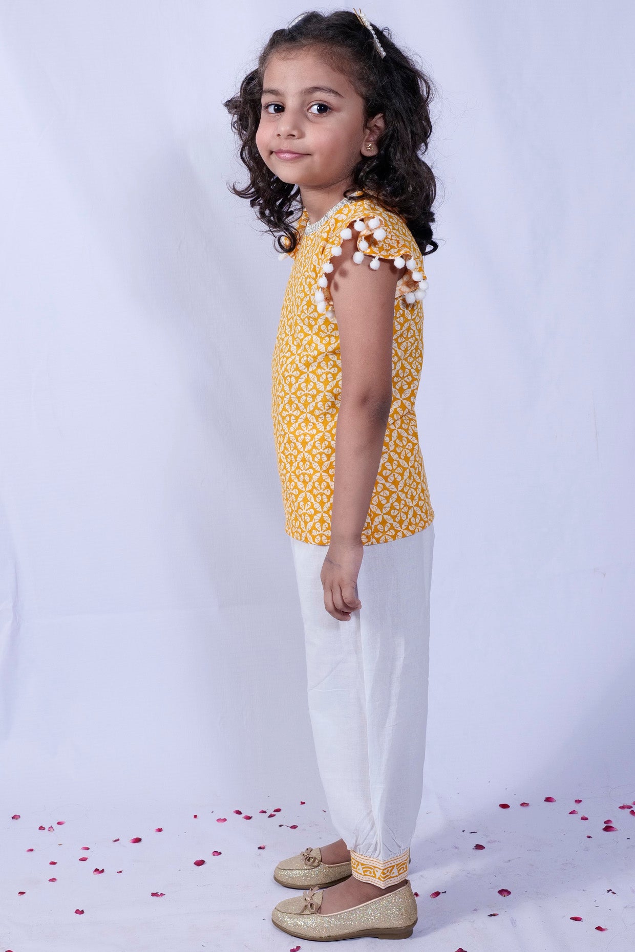 Turmeric Yellow Pant Set For Girls by Pankhuri by Priyanka - Kids at Pernia's Pop Up Shop