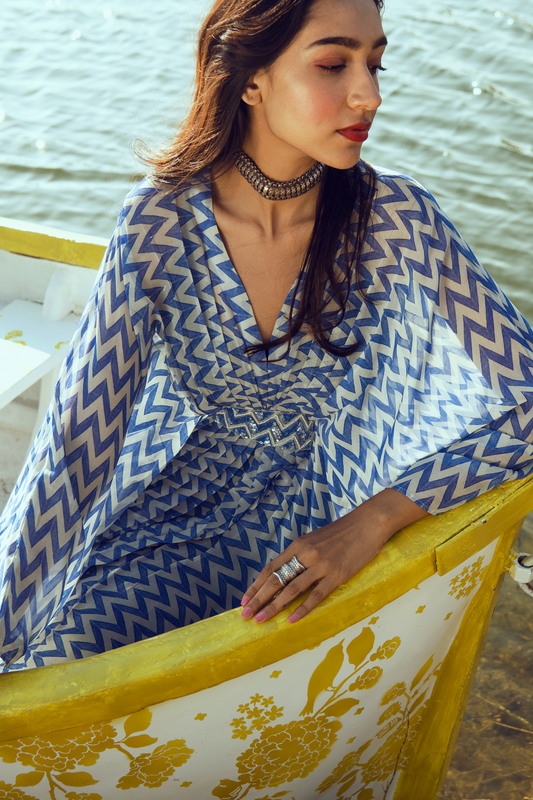 HAZEL KAFTAN – INDIGO ZIGZAG