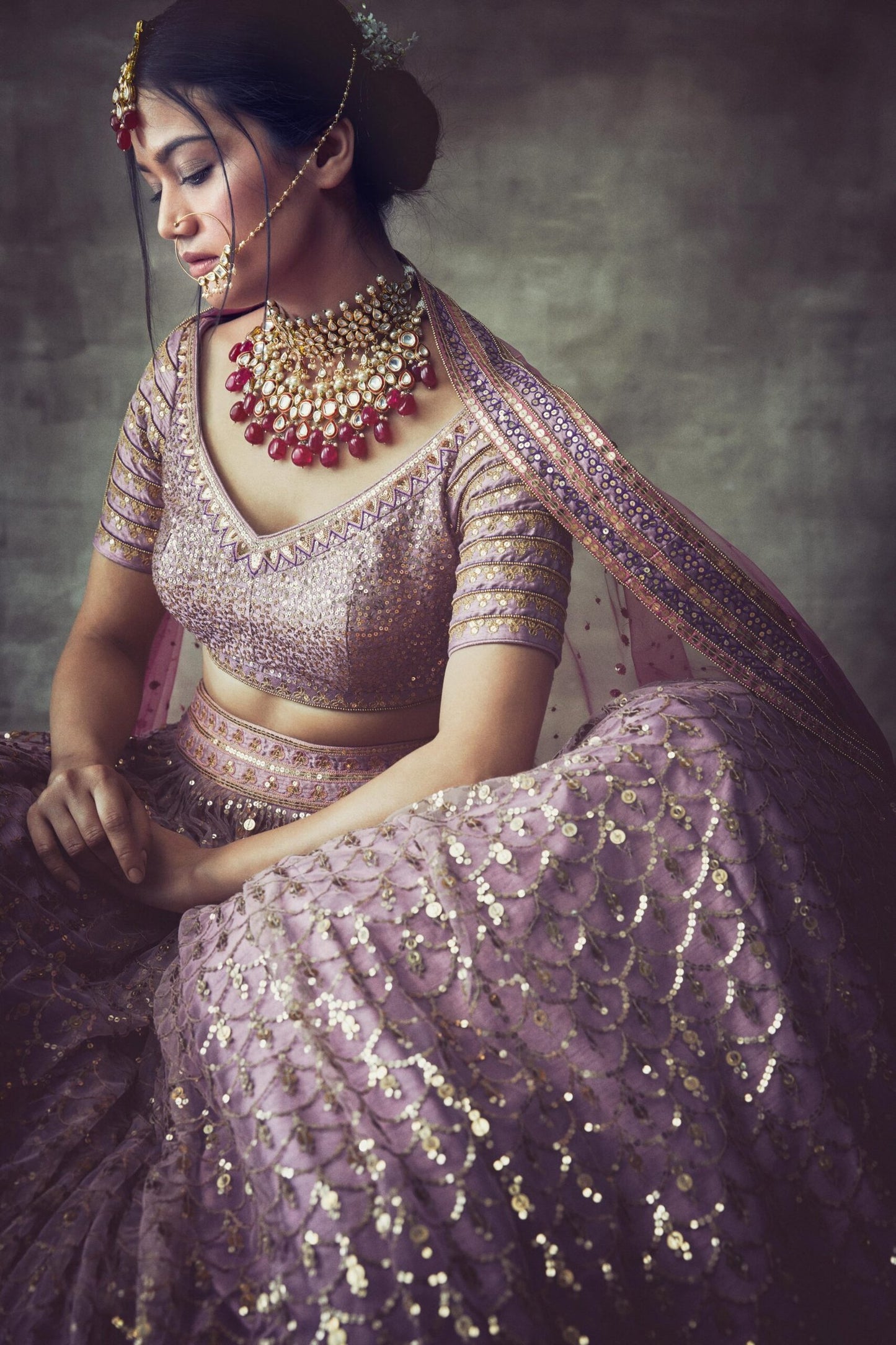 Lavender Scallop Lehenga Set