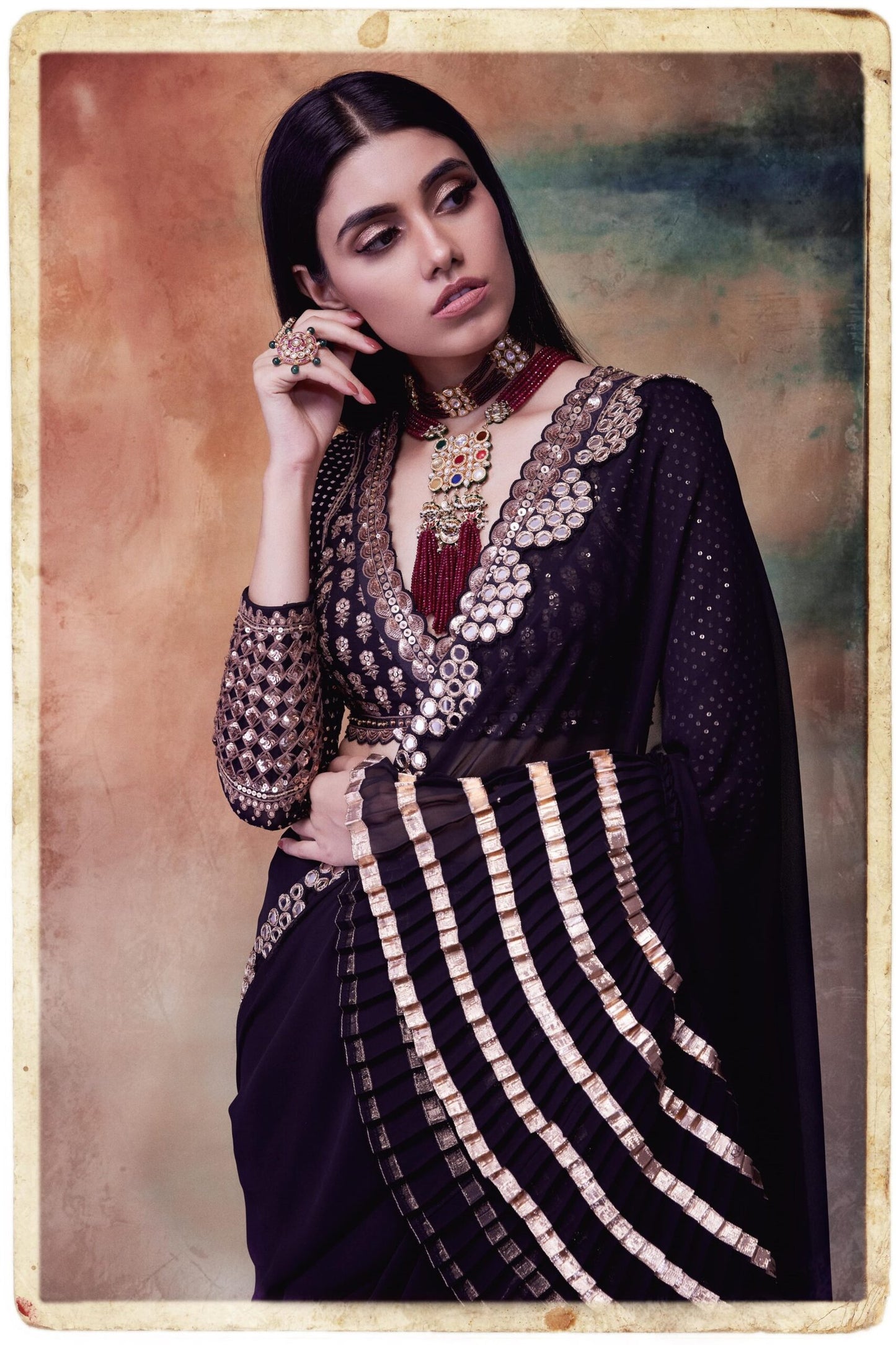 Black Ruffle Saree