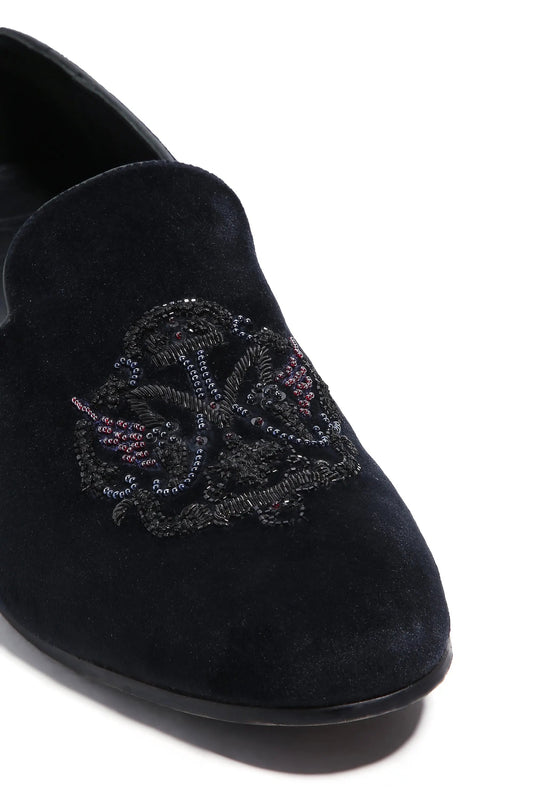 Noir Opulence Velvet Slip-Ons - Asuka Couture