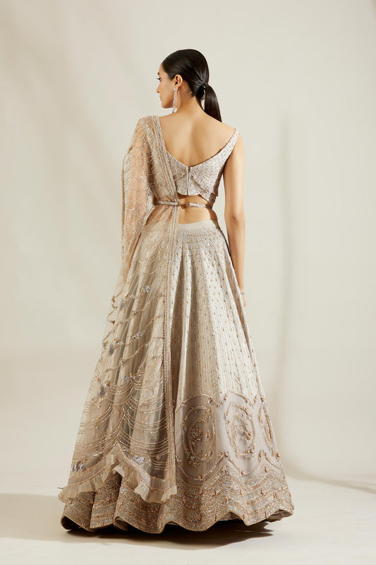 Abalone Grey Gold Lehenga