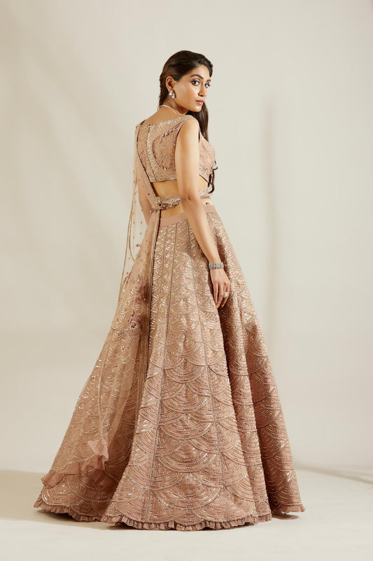 Lavender Pearl Scalloped Lehenga