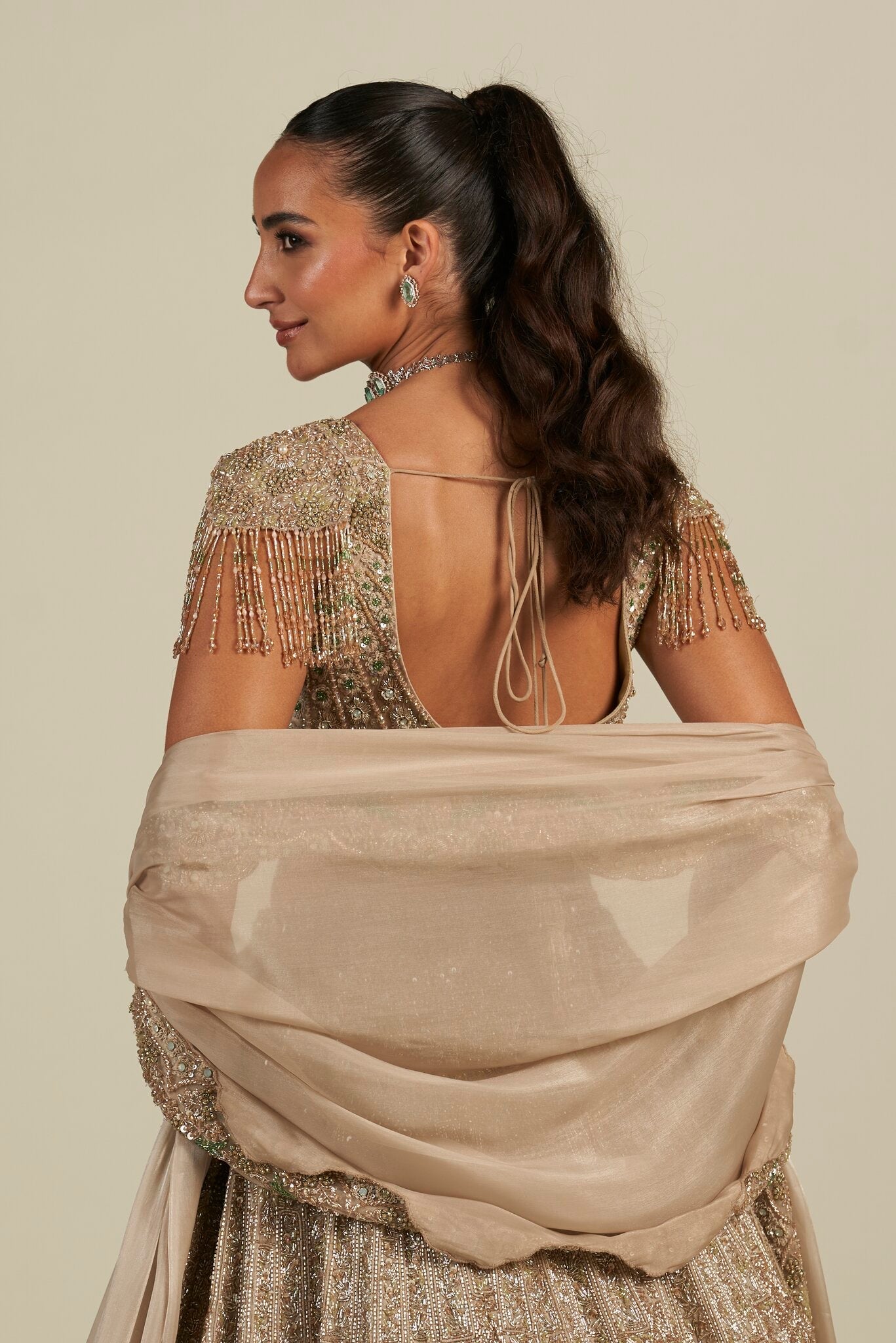 MASTANI IVORY GREEN LEHENGA
