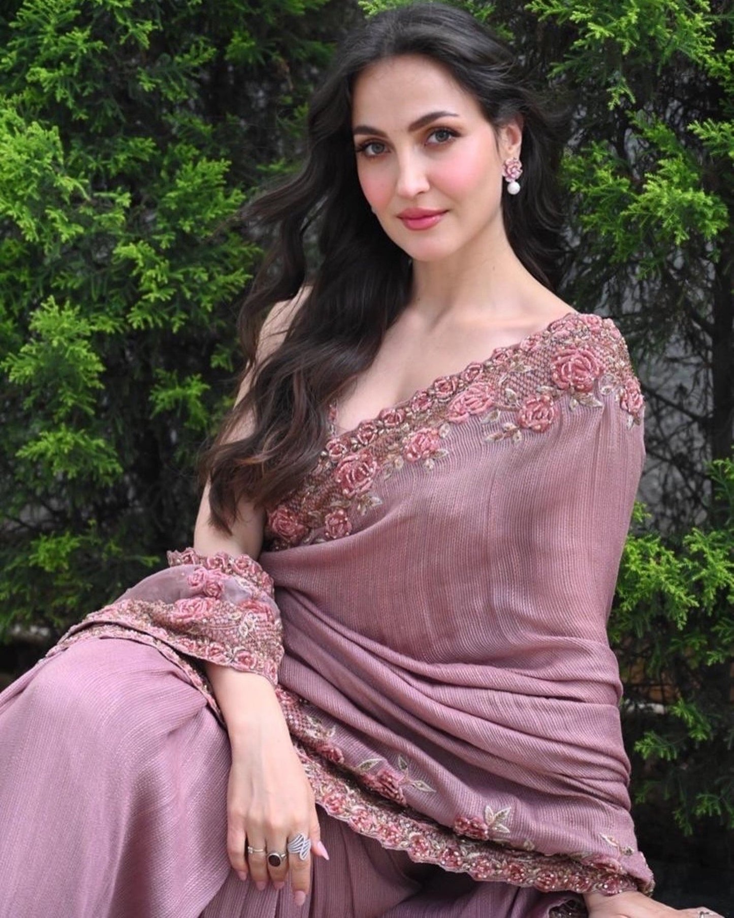 Eli AvrRam In Rose 3D Work Saree