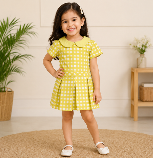 Lemon yellow Peter Pan collar dress
