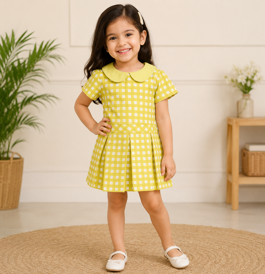 Lemon yellow Peter Pan collar dress