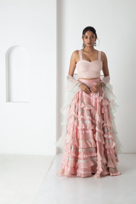 Aria Lehenga Carnation Pink