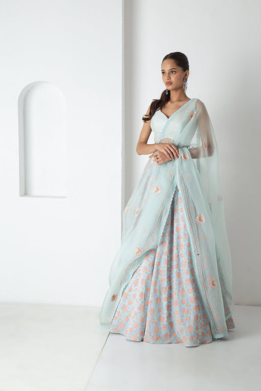 Zaina Lehenga Aqua