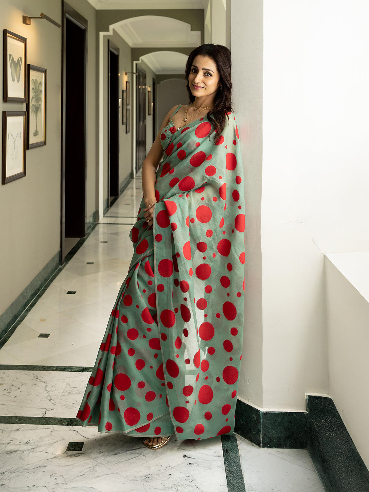 Teal Confetti Saree