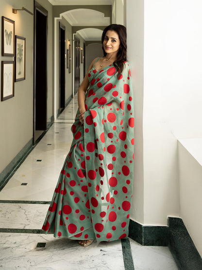 Teal Confetti Saree