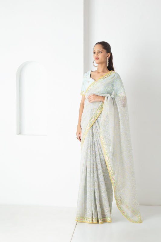 Izel Saree Aqua