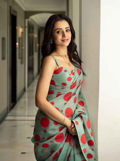 Teal Confetti Saree