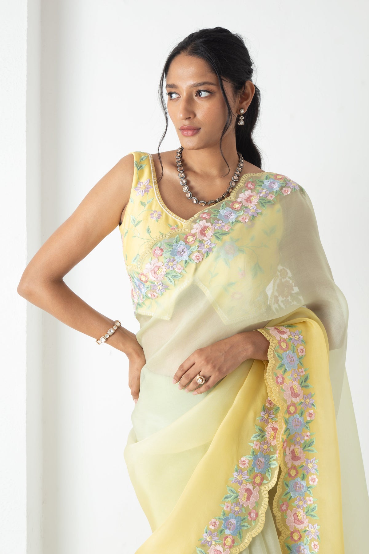 Kaisa Saree Yellow-Green