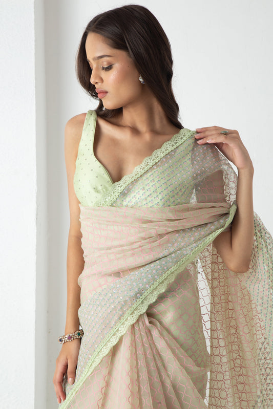 Alira Saree Tea Green