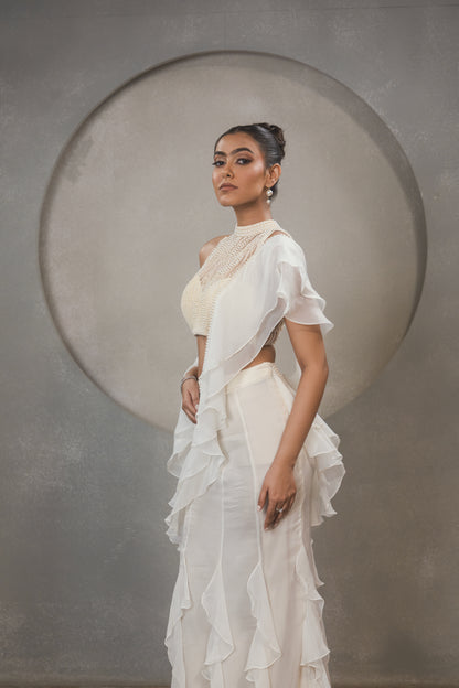 Pearl Ruffle Saree