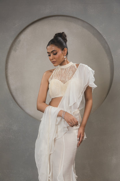 Pearl Ruffle Saree
