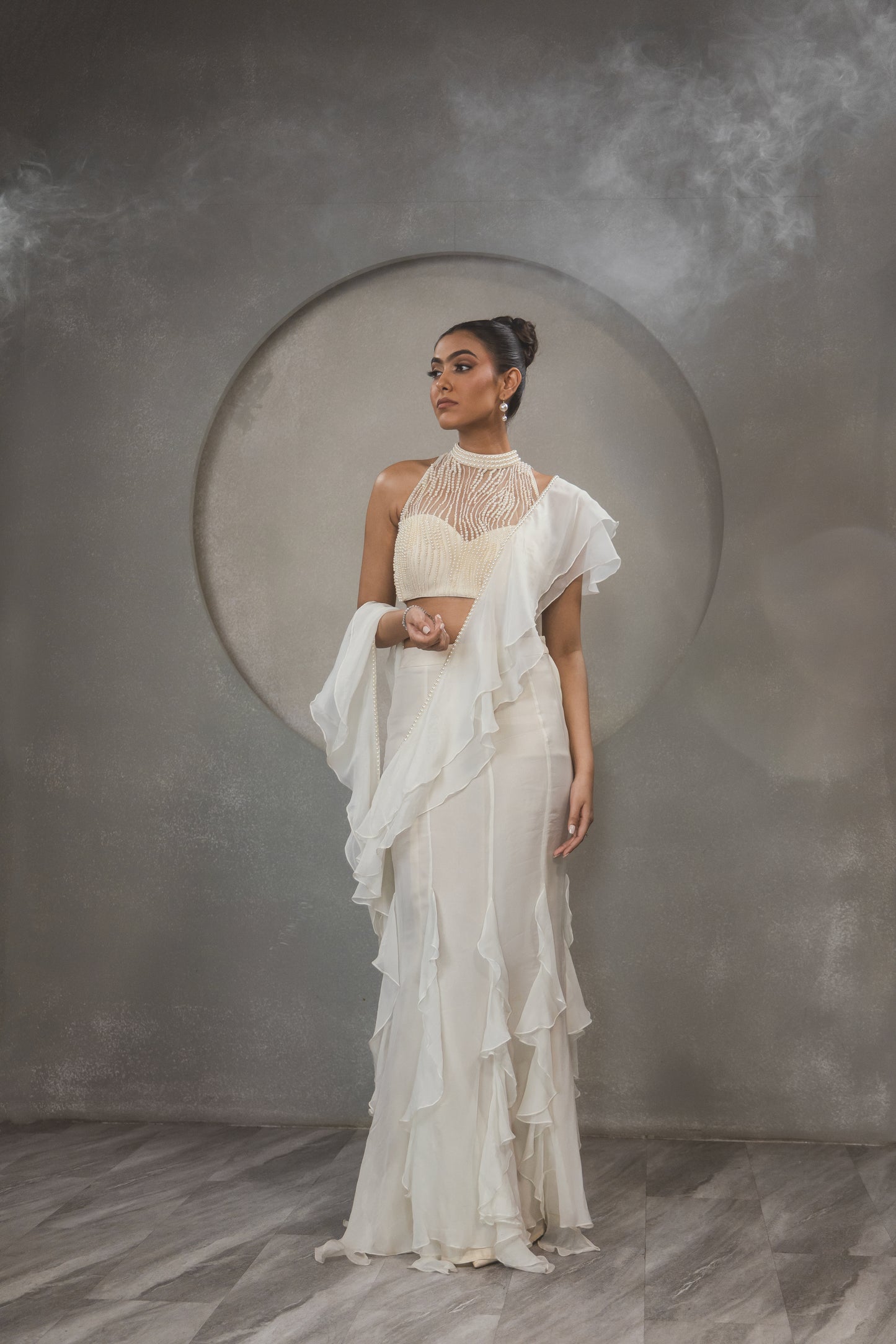 Pearl Ruffle Saree