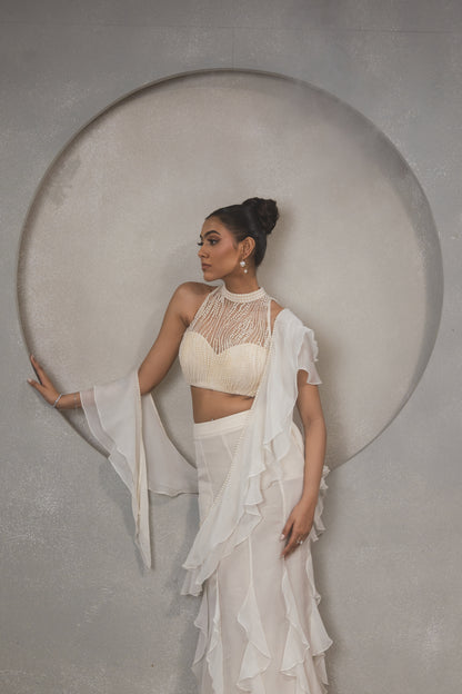 Pearl Ruffle Saree