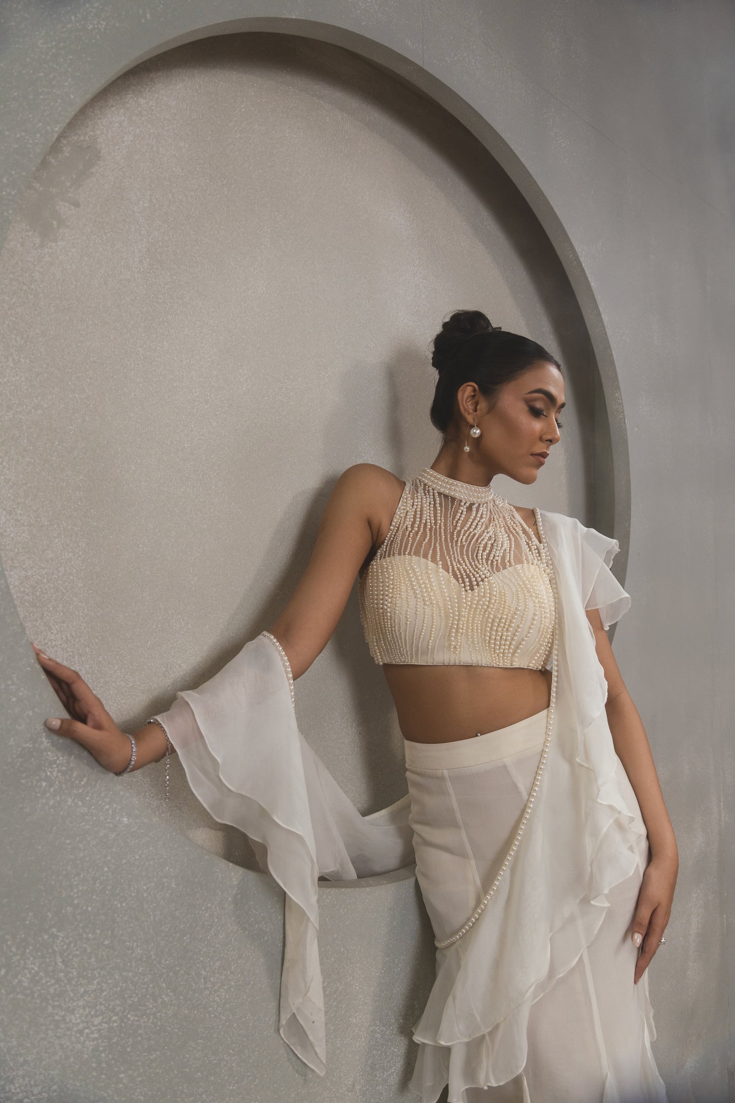 Pearl Ruffle Saree