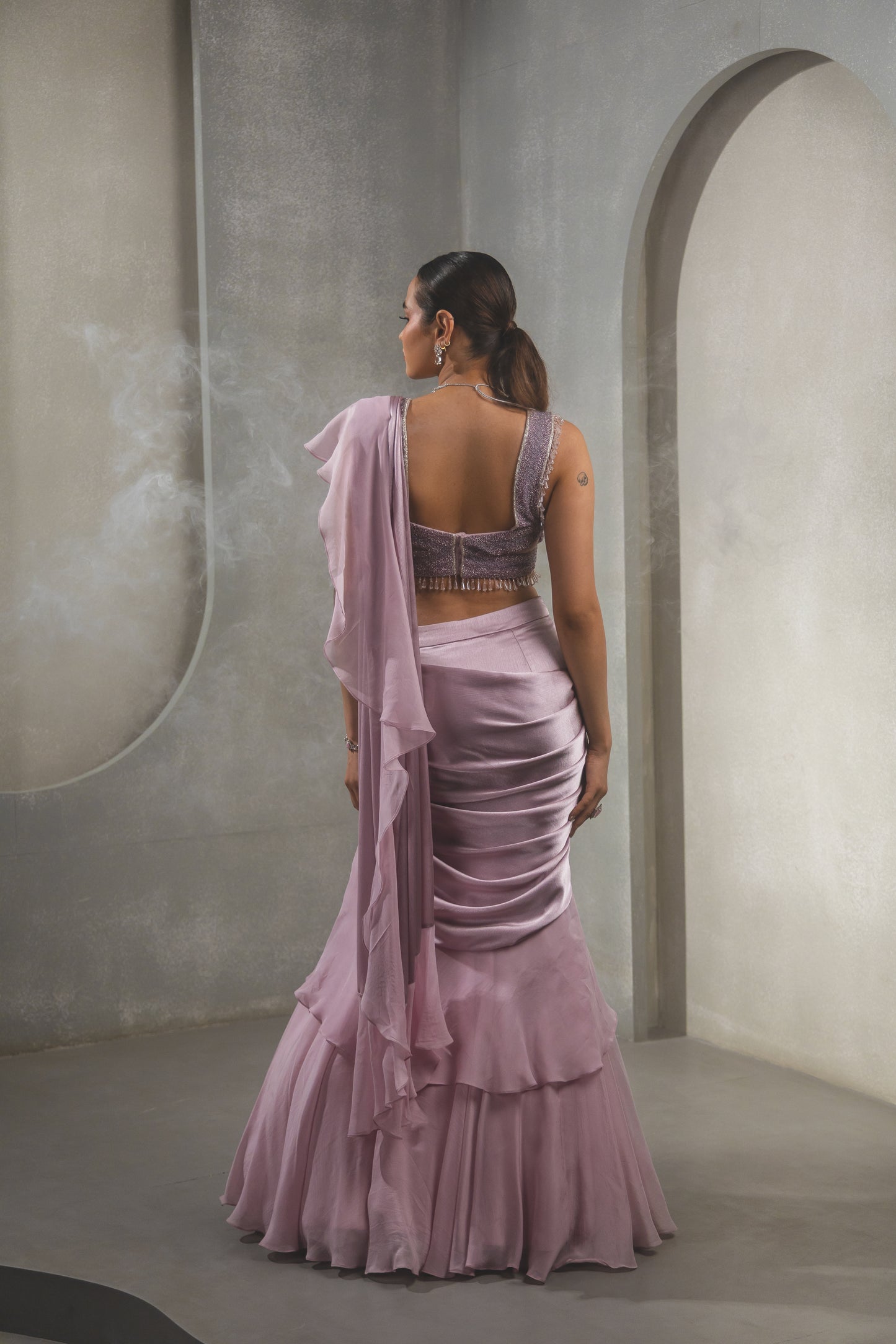 Lilac Ruffle Saree