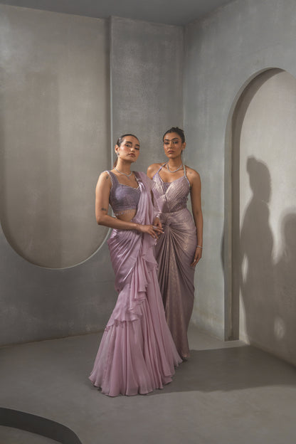 Lilac Ruffle Saree